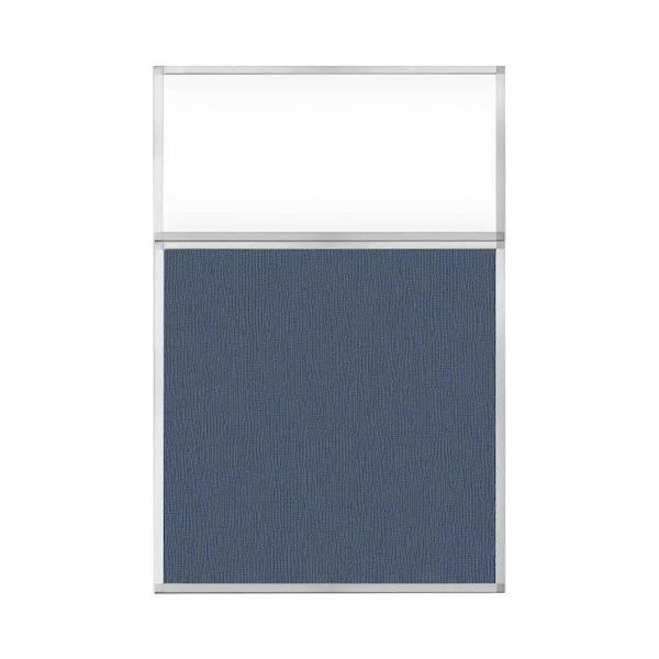 Hush Panel Configurable Cubicle Partition 4' x 6' W/ Window Ocean Fabric Clear Window